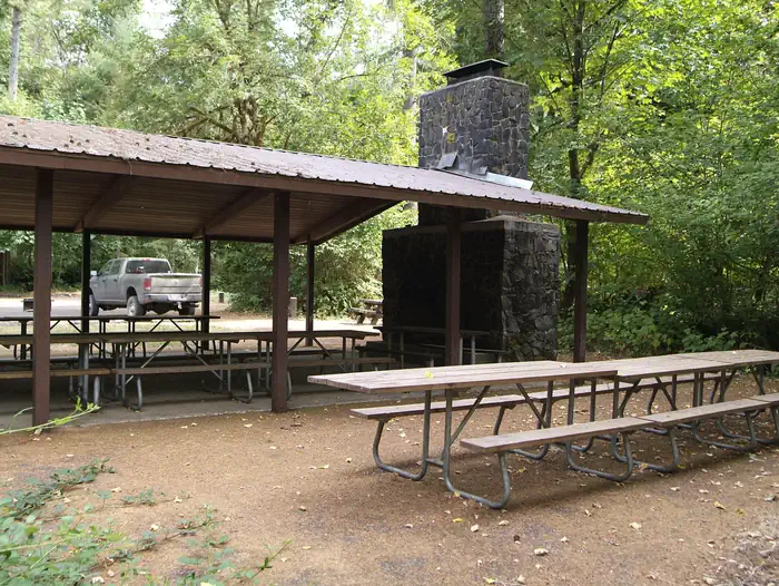 Clay Creek Recreation Site — Shelter 2 is a day use shelter for rent at Clay Creek Campground