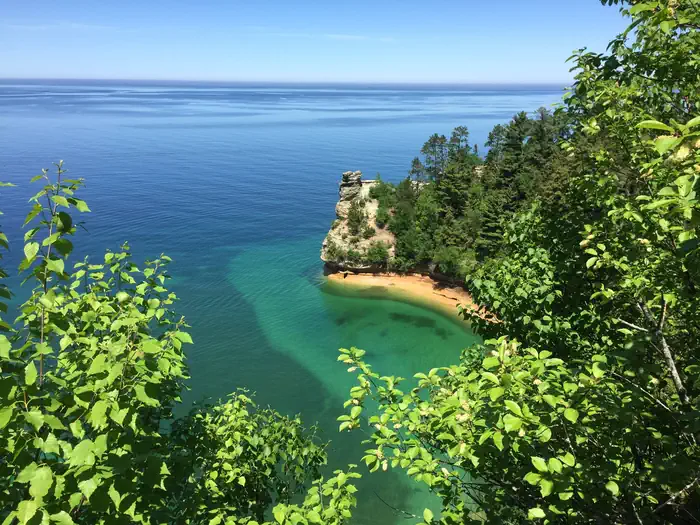 Pictured Rocks National Lakeshore Backcountry Camping Permit — A view of Miners Castle at viewing platform