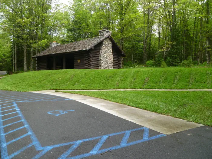 Lake Ottawa Campground — Lake Ottawa Campground Picnic Shelter and Accessible Parking Spot