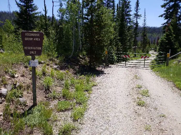 Seedhouse Group Site - Medicine-bow Routt Nf (co) — Seedhouse Group Site, entry gate