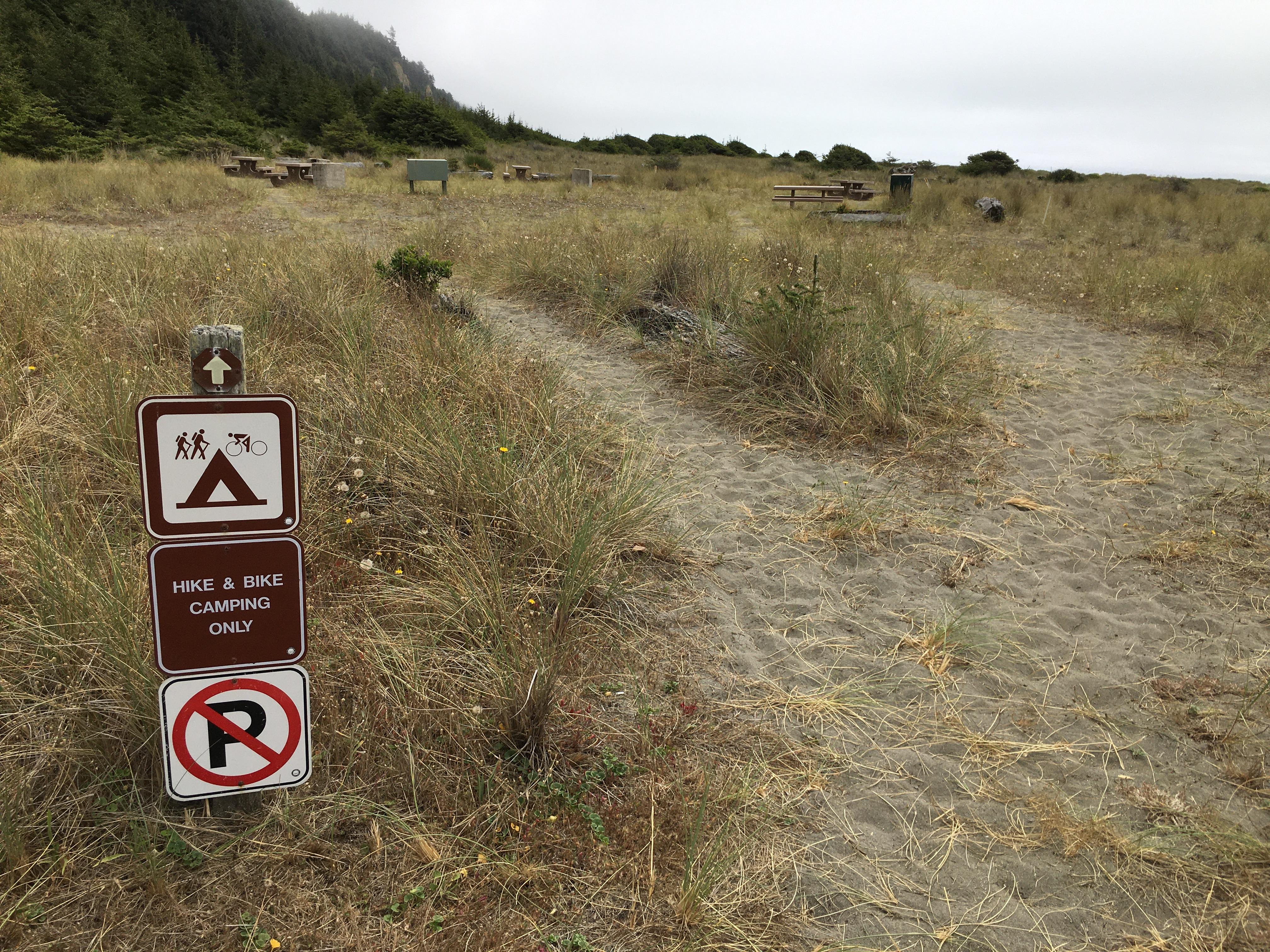 Gold Bluffs Beach Campground – Prairie Creek Redwoods State Park — Hike and bike site