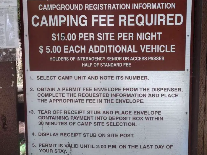 Dovre Rec. Site — fee station at Dovre campground entrance