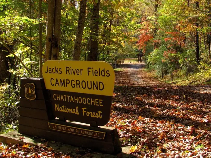 Jacks River Fields Campground — Jacks River Fields entrance sign