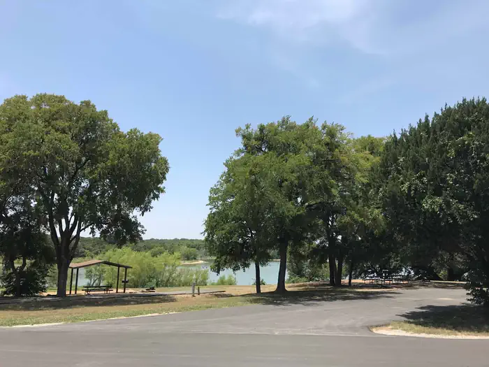 Midway — Campsite with Waco Lake in background