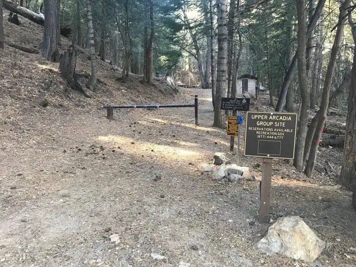 Arcadia Campground — Upper Arcadia Group Site Reservation Sign