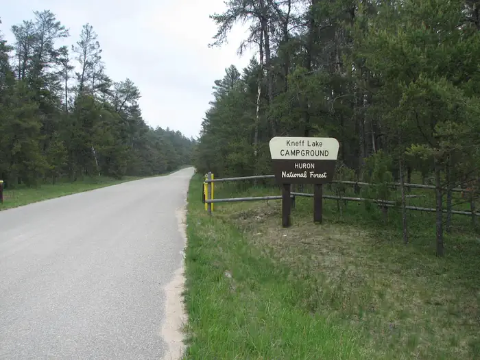 Kneff Lake Campground — The sign at the entrance to the Kneff Lake Campground