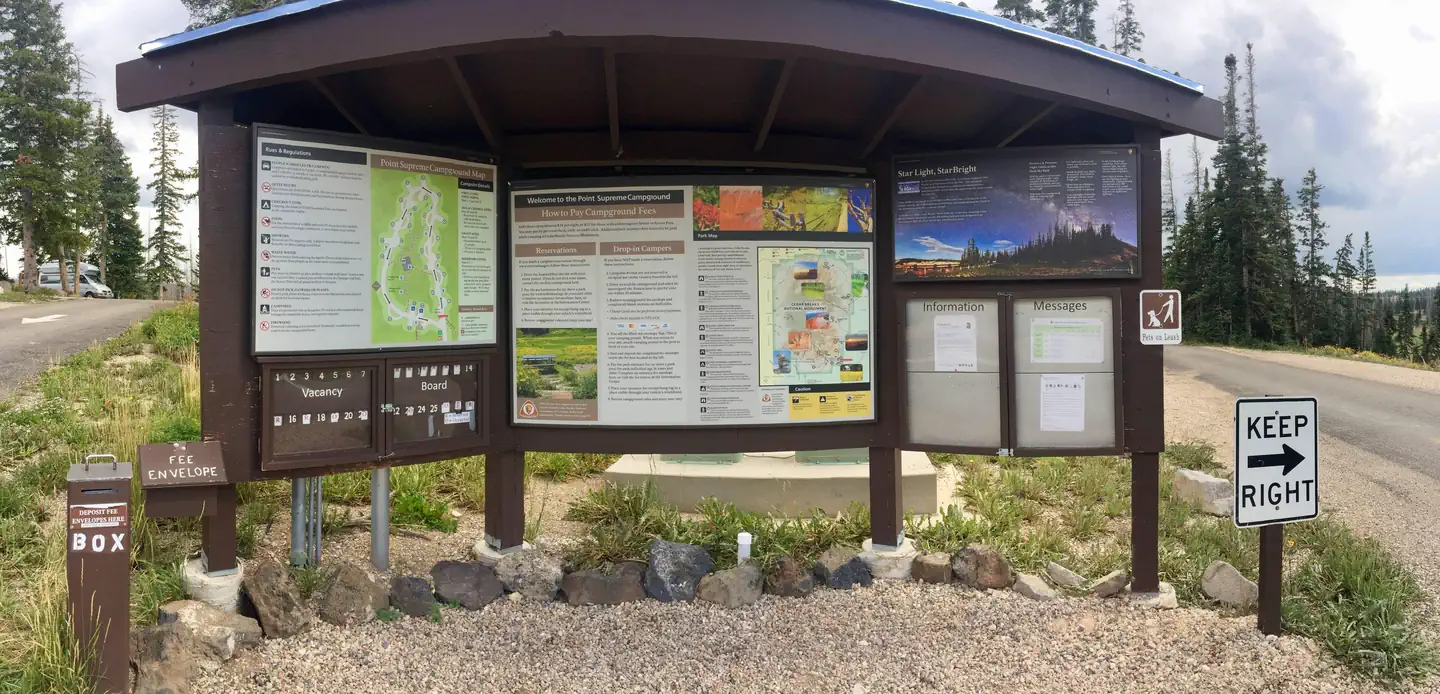 Point Supreme Campground — Campground check-in kiosk.
