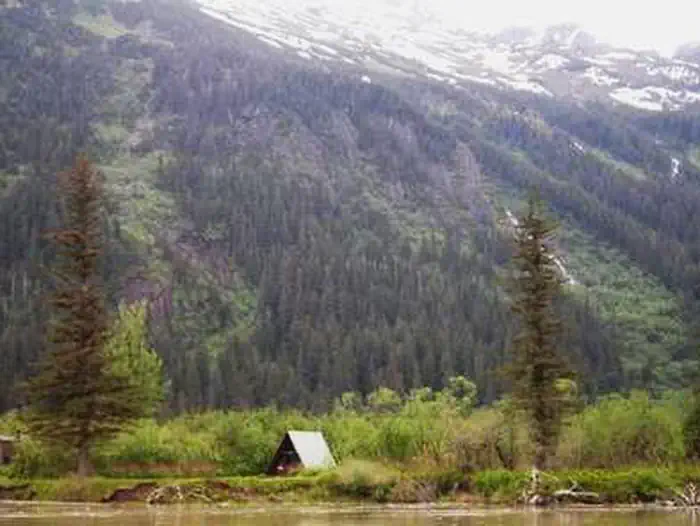Twin Lakes Cabin (ak) — Twin Lakes Cabin in front of large snowcapped mountains