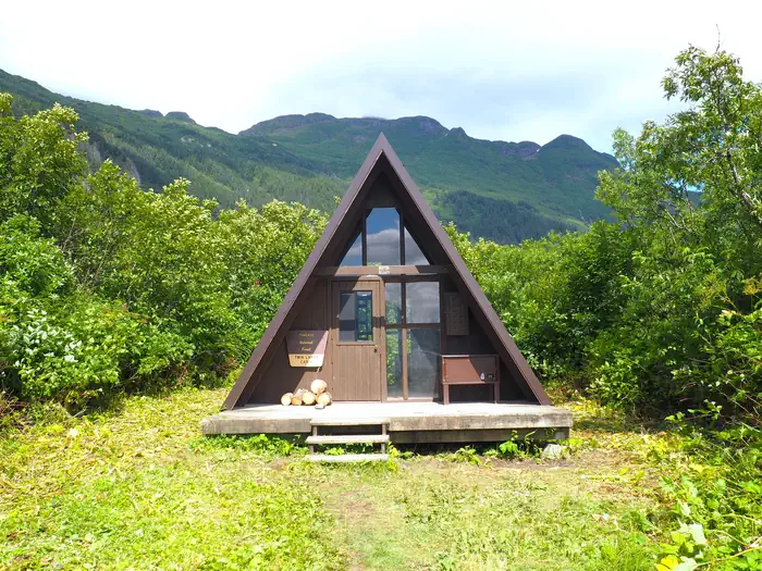 Twin Lakes Cabin (ak) — Twin Lakes Cabin in front of mountains