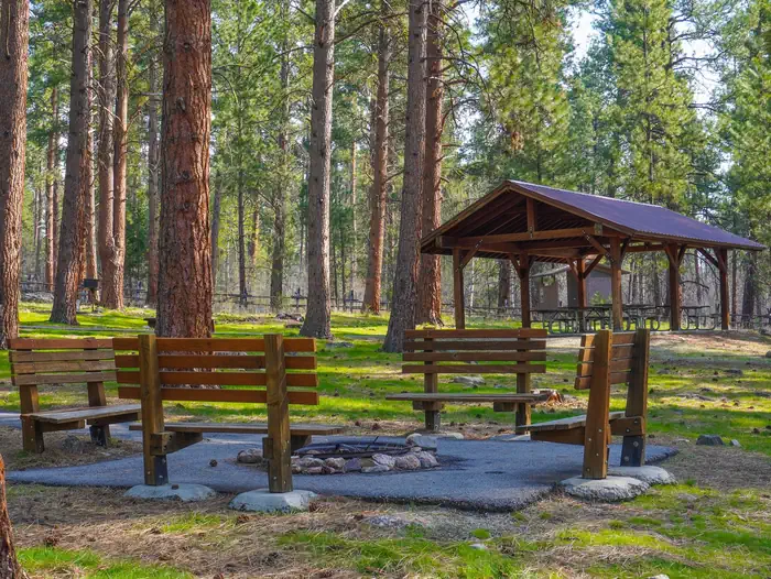 Larry Creek Group Campground — Pavillion and Fire Ring and Seating