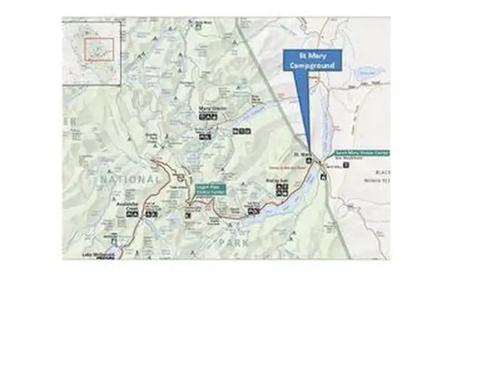 St. Mary Campground — A map indicating the location of St. Mary Campground