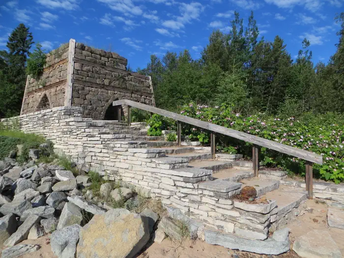 Bay Furnace Campground — Bay Furnace Campground ruins. Walkway to the bay.