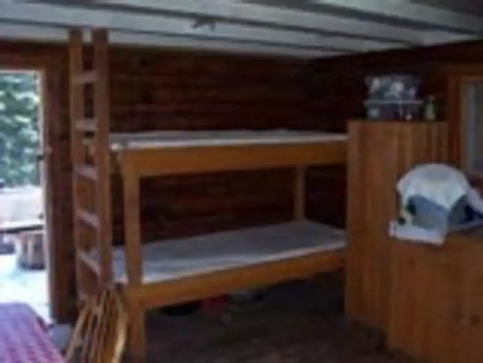 Indian Flats Cabin — Interior of the cabin with bunkbeds