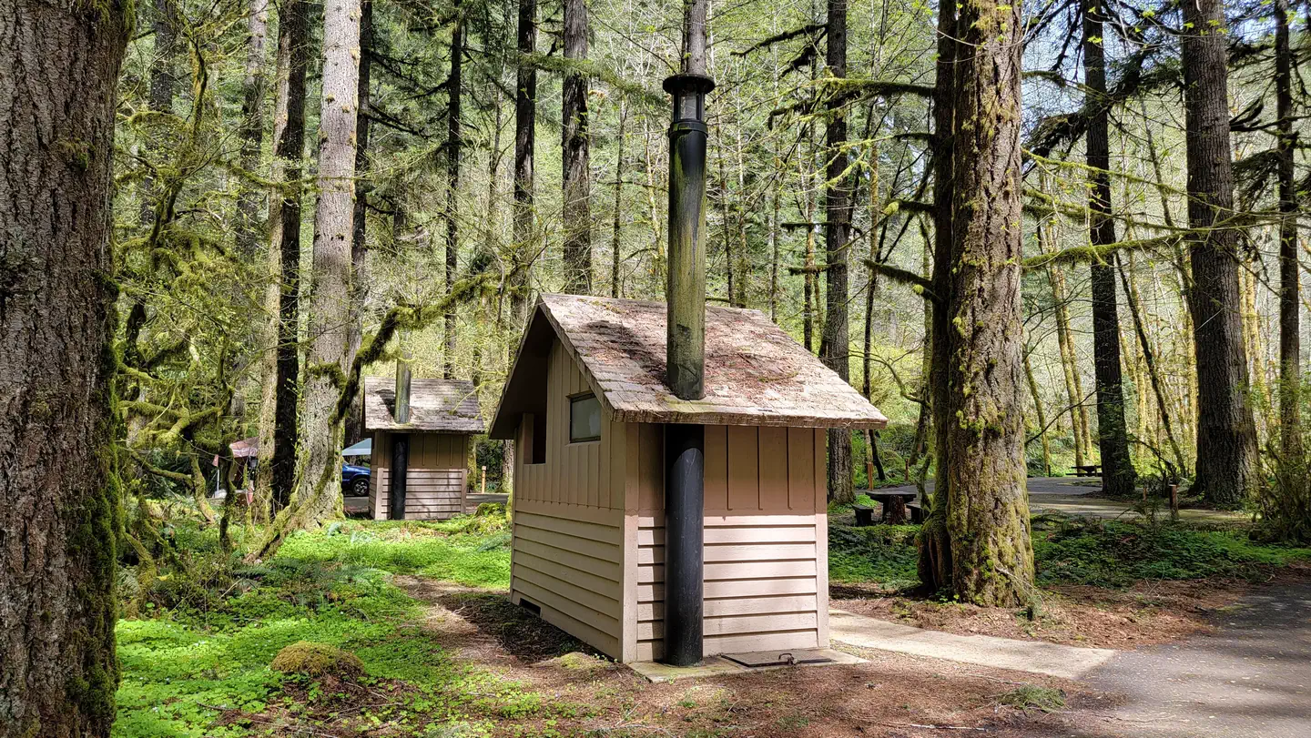 Fan Creek Rec. Site — two vault toilets in Fan Creek Campground