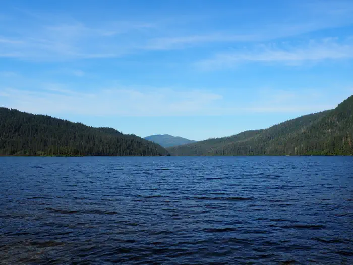 Virginia Lake Cabin — Virginia Lake with mountains in background