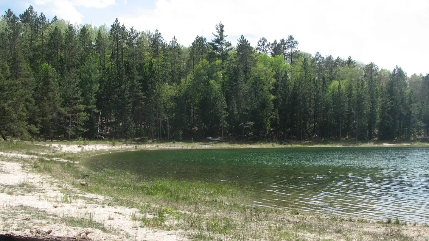 Wagner Lake Campground — The view of the shoreline along Wagner Lake from the Wagner Lake Campground Beach.