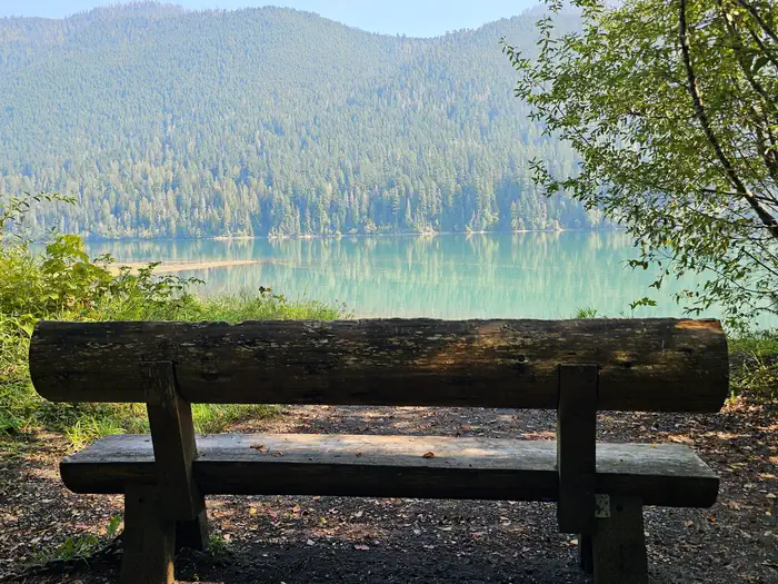 Bayview Campground (mt. Baker-snoqualmie National Forest, Wa) — Bench with view of Baker Lake