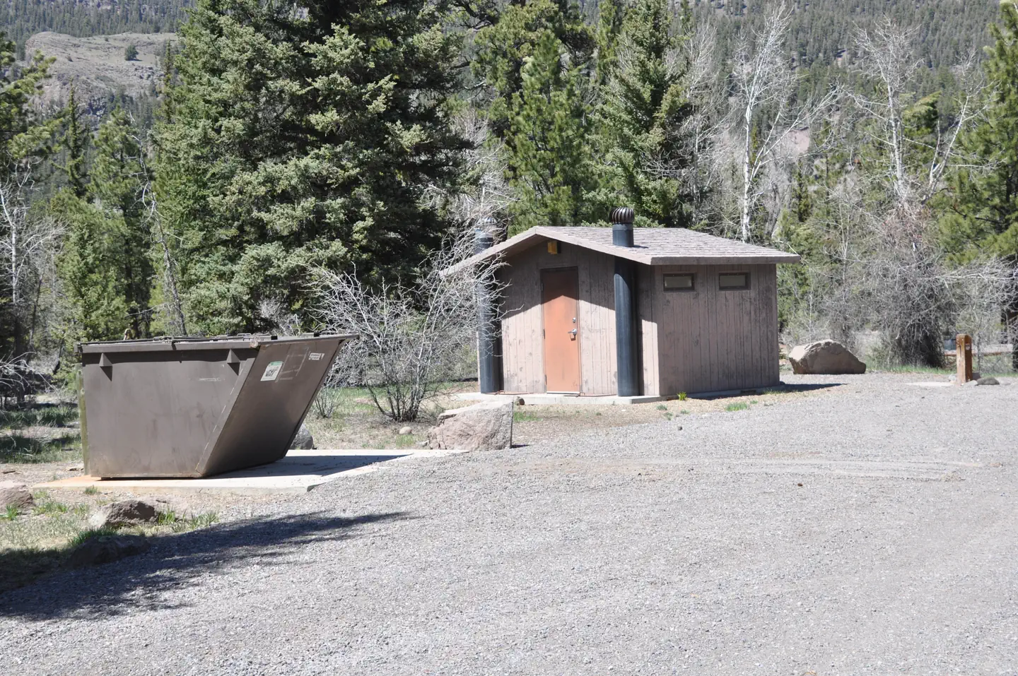 Elk Creek Campground (rio Grande Nf) — Restroom & Dumpster at Elk Creek Campground