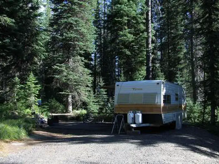 Upper Payette Lake Campground — UPPER PAYETTE LAKE CAMPGROUND with camper