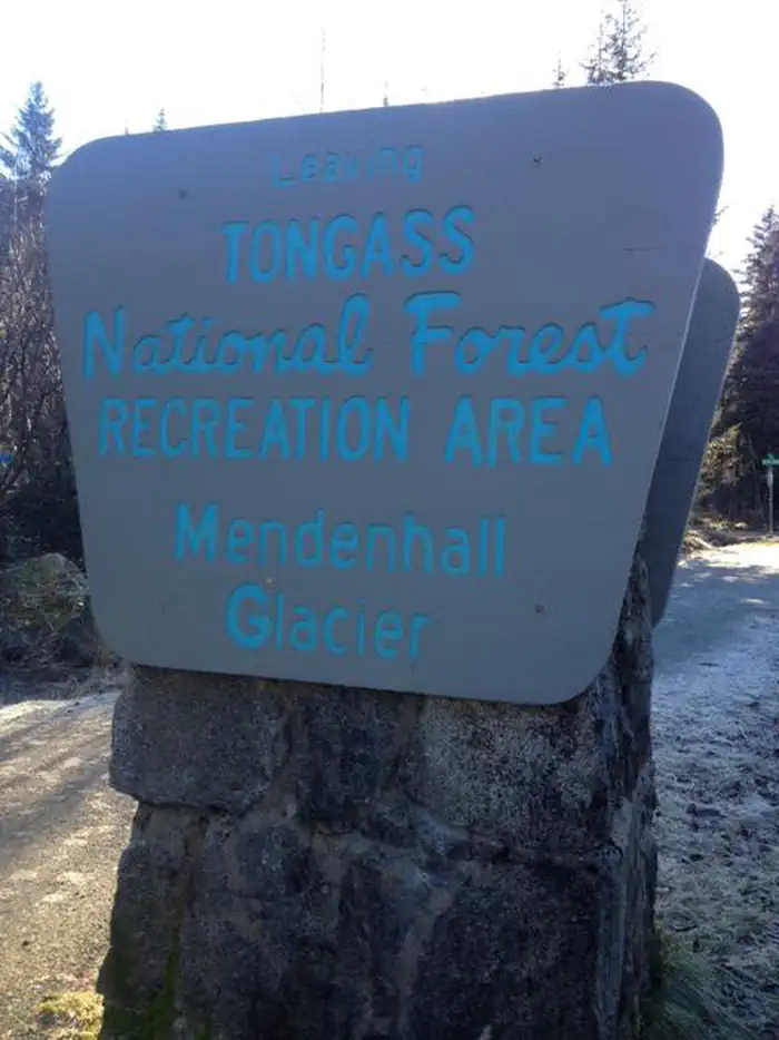 Mendenhall Lake Campground — Entrance Sign Closeup
