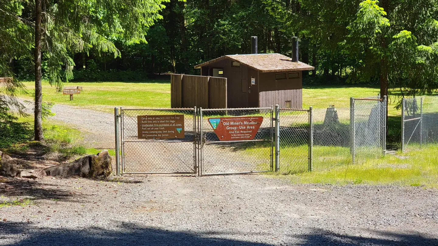 Old Miners Meadow Group Use — gate and driveway at Old Miner's Meadow