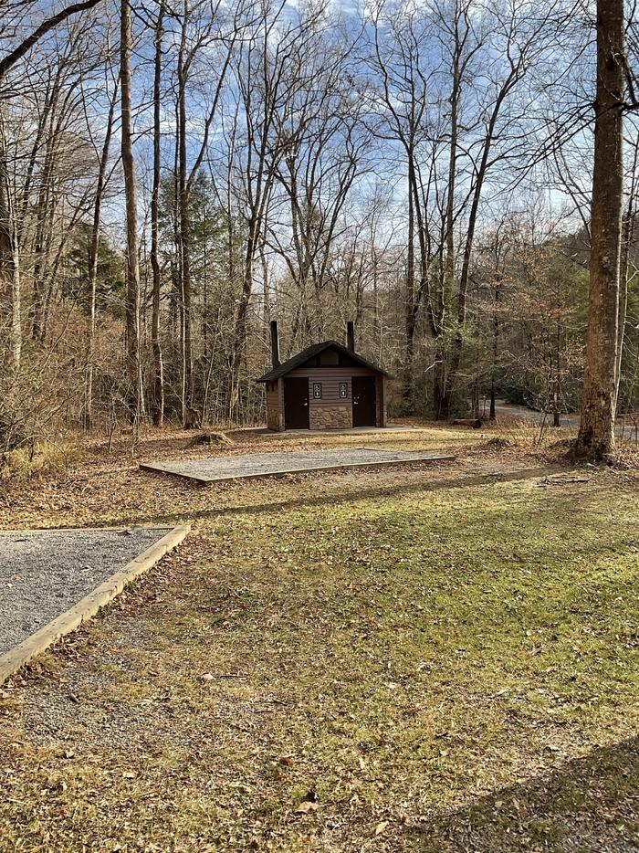 White Pine South Group Camp — Pit toilet and tent pads on site. 