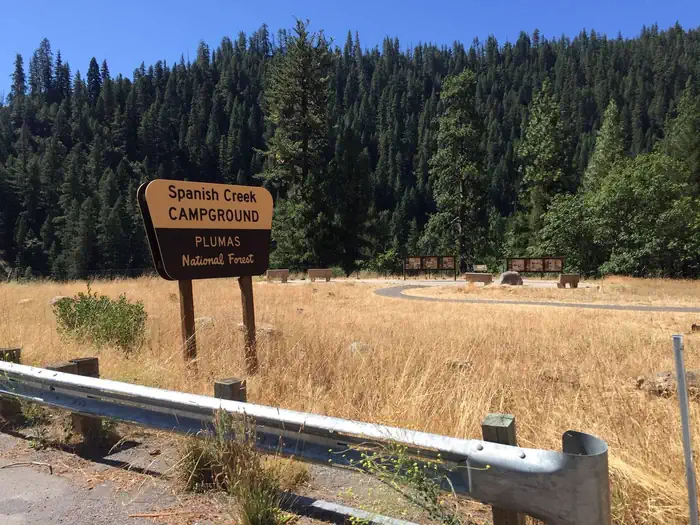 Spanish Creek Campground — Spanish Creek Campground entrance with interpretive display
