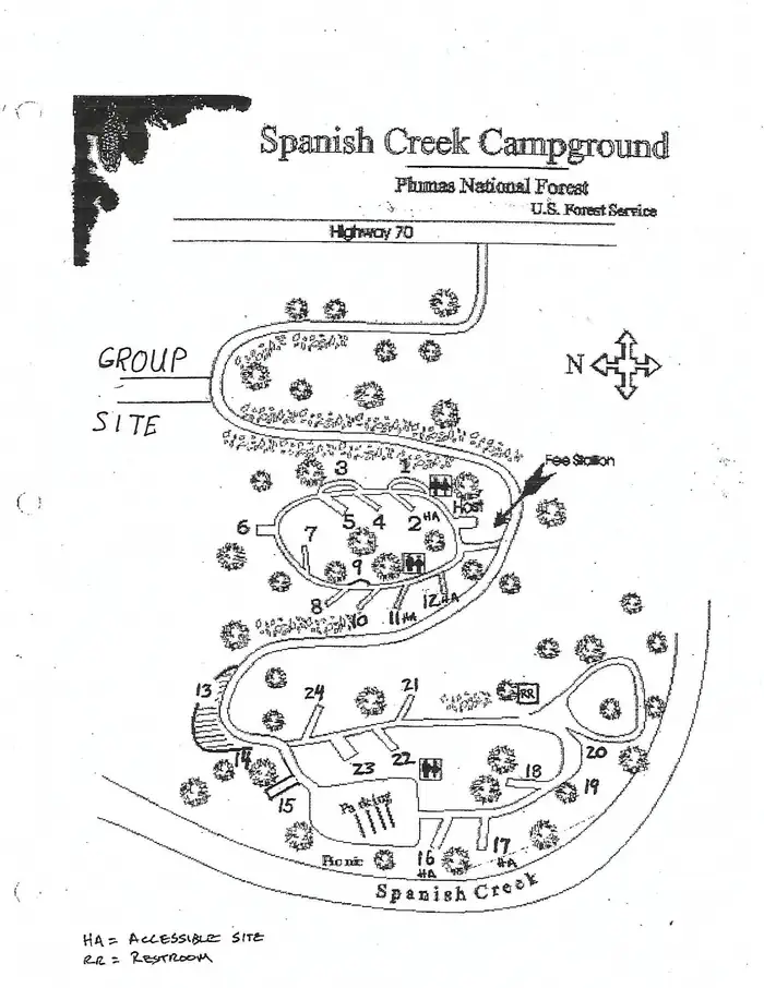 Spanish Creek Campground — Map of Spanish Creek
