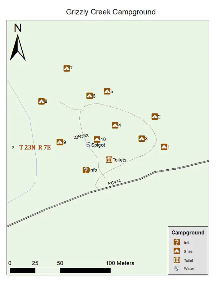Grizzly Creek Campground — Map of Grizzly Creek CG