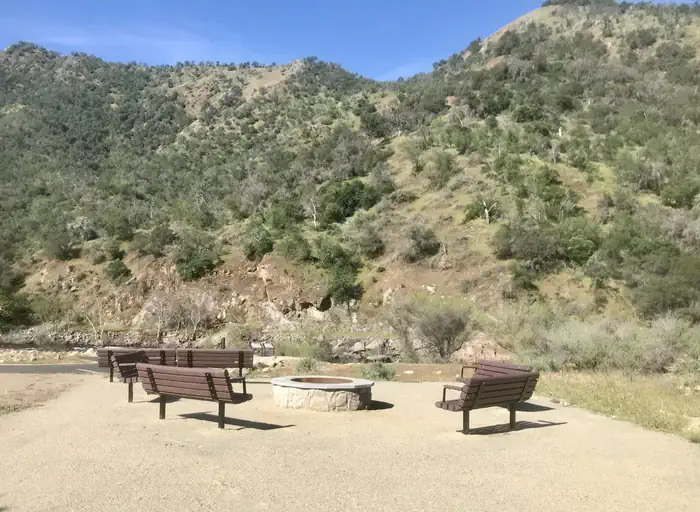 Kirch Flat Group Campground — Group fire ring and benches.