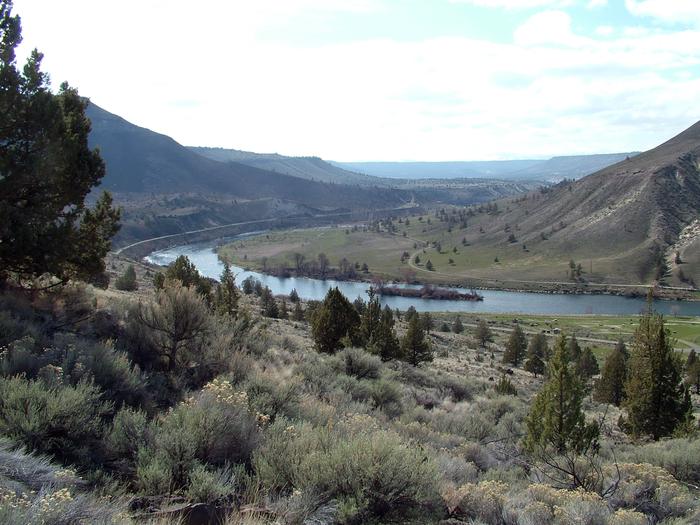 Mecca Flat Campground — Looking down on Mecca Flat Campground and the Deschutes Wild & Scenic River.