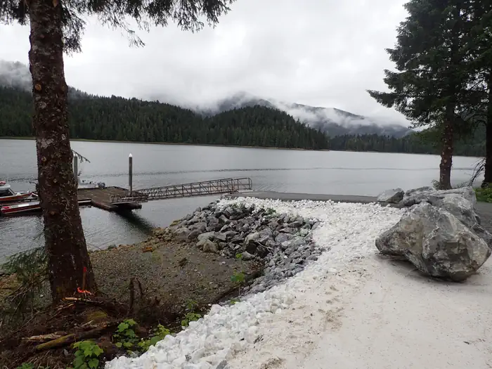 El Capitan Campground — floating dock with ramp and view of ocean