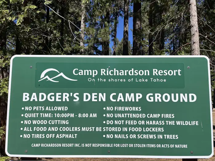 Badgers Den at Camp Richardson Resort — Badger's Den Sign
