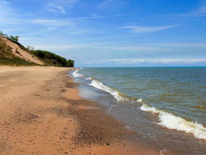 Central Avenue Walk-in Sites — The water laps upon the shoreline at Central Avenue Beach.
