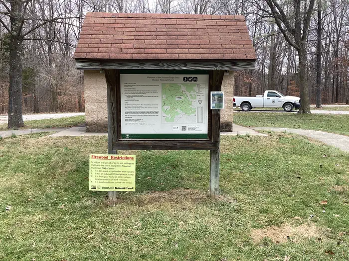 Hickory Ridge Campground — A photo of Hickory Ridge Trail kiosk at Hickory Ridge Campground