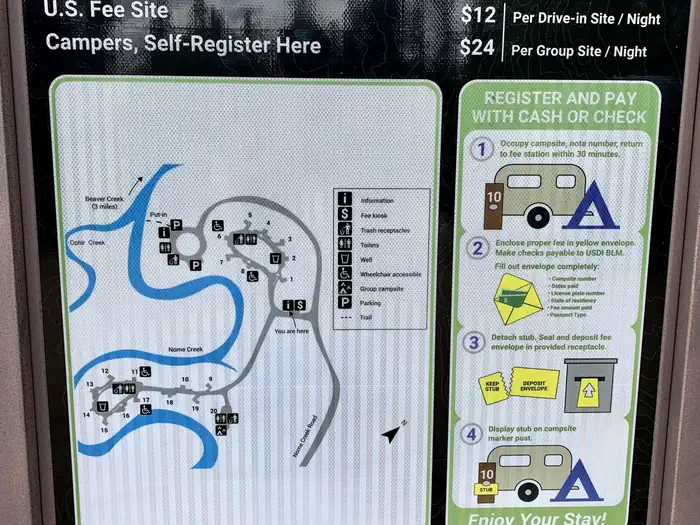 Ophir Creek Campground — Fee Sign