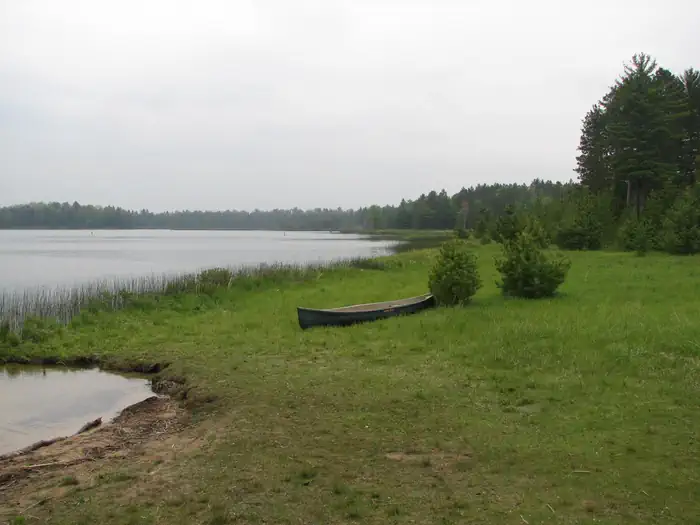 Wakeley Lake Campground — A canoe along Wakeley Lakeshore