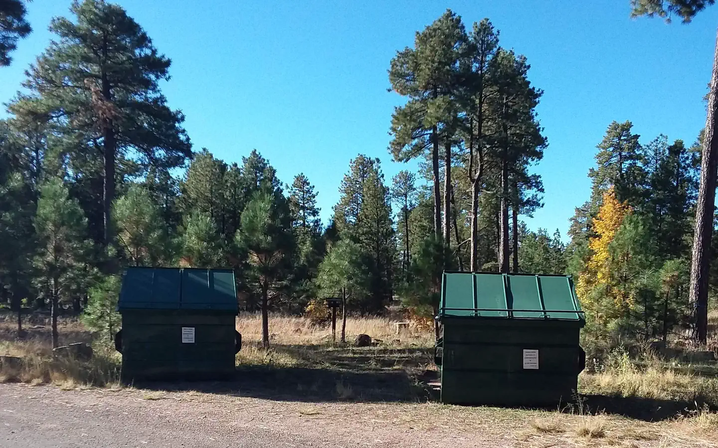 Rim Campground — Site dumpsters.