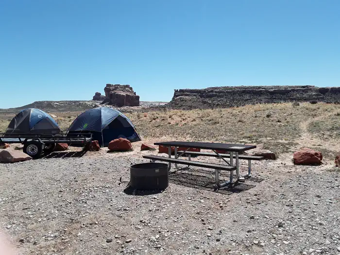 Courthouse Rock Campground — Courthouse Rock Campground campsites with rock formation in the background