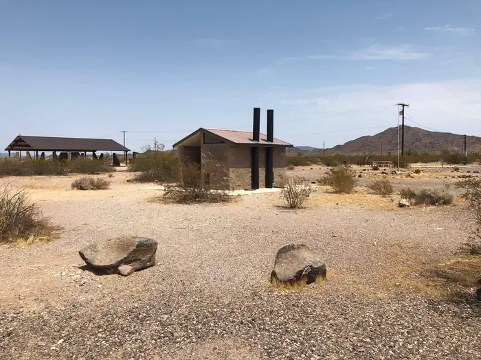 Painted Rock Petroglyph Campground — Alternate view of vault toilet building