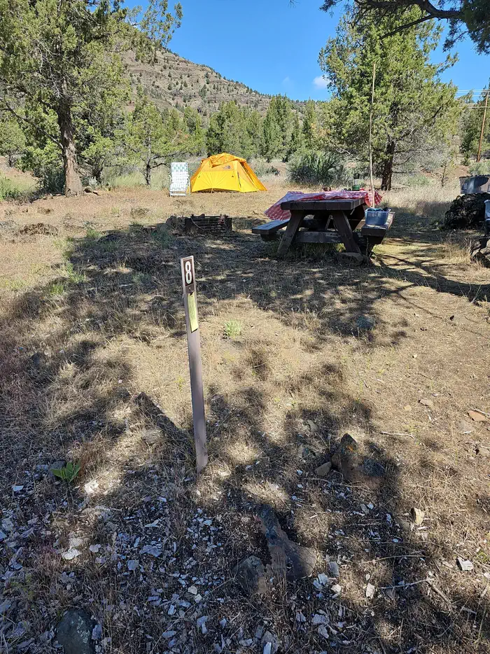 John Day River Basin Developed Campgrounds — This photo depicts a typical walk-in campsite at Muleshoe Campground.