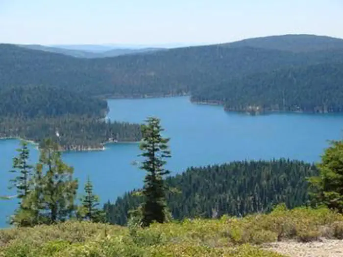 Horse Campground — Bird's-eye view of Little Grass Valley Reservoir