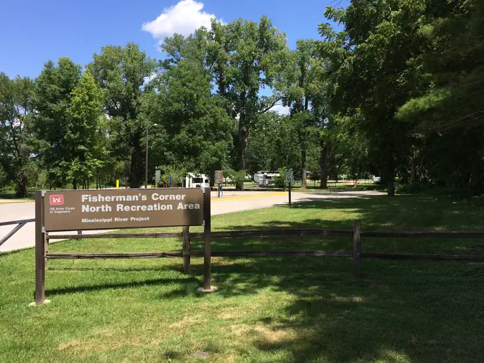 Fishermans Corner - Mississippi River — Entrance sign for Fisherman's Corner North Recreation Area campground