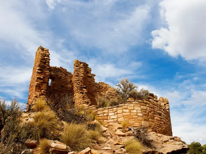 Hovenweep Campground — An ancient masonry structure under a bright blue sky