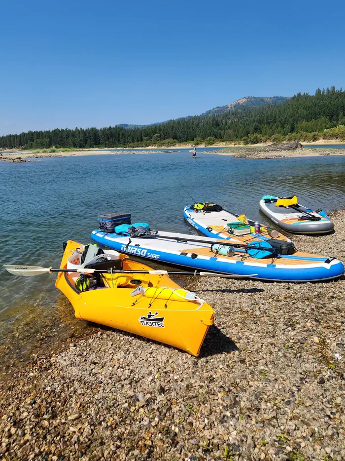 PIONEER PARK — Paddle boards and a kayak along the shores of the Pend Oreille River at Pioneer Park Campground