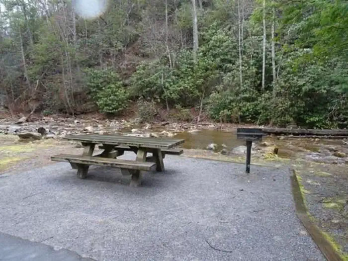 Horse Creek Pavilion DAY USE — Picnic tables next to Horse Creek
