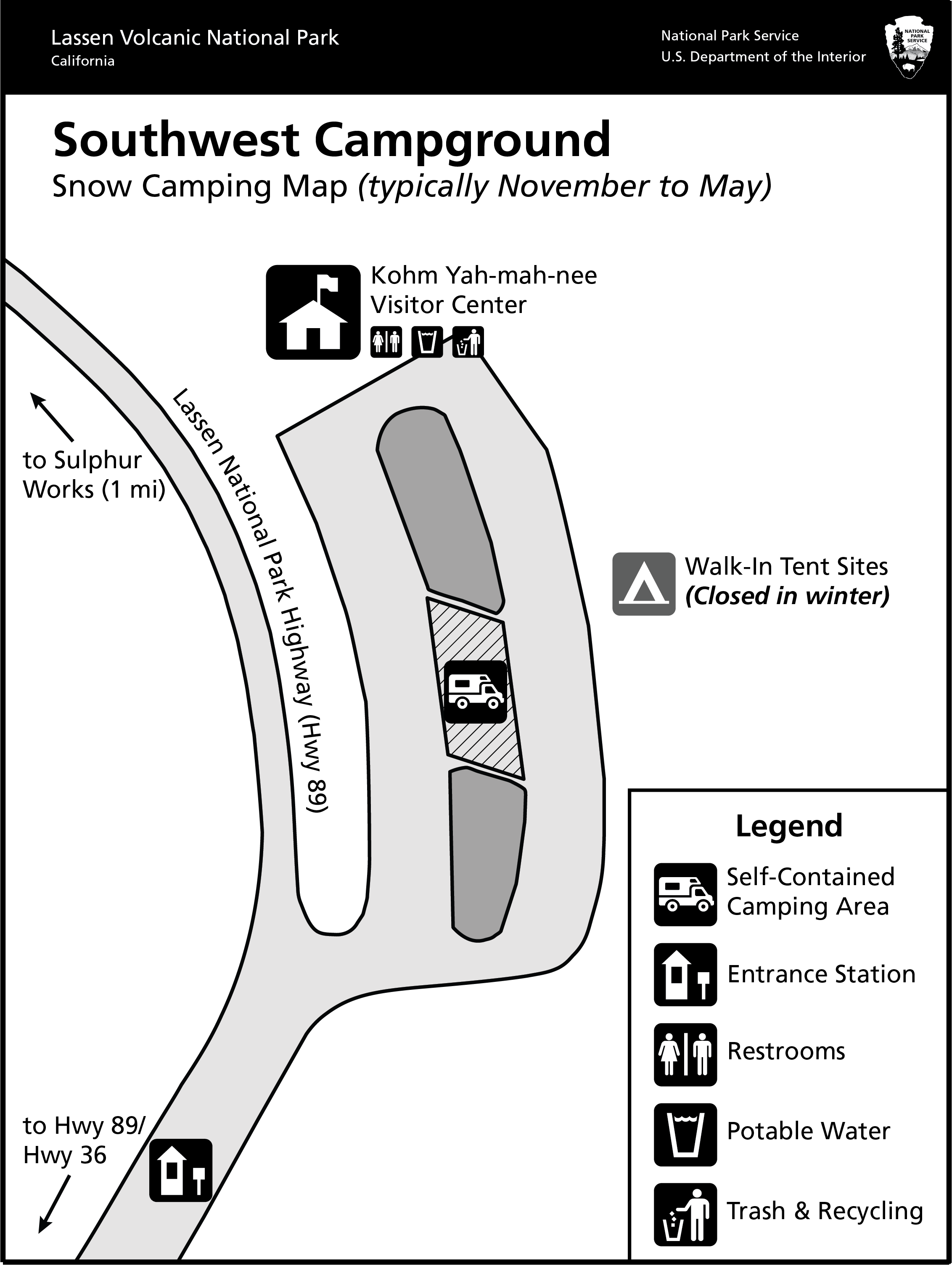 Southwest Walk-in Campground — Southwest Area Self-Contained Camping Map