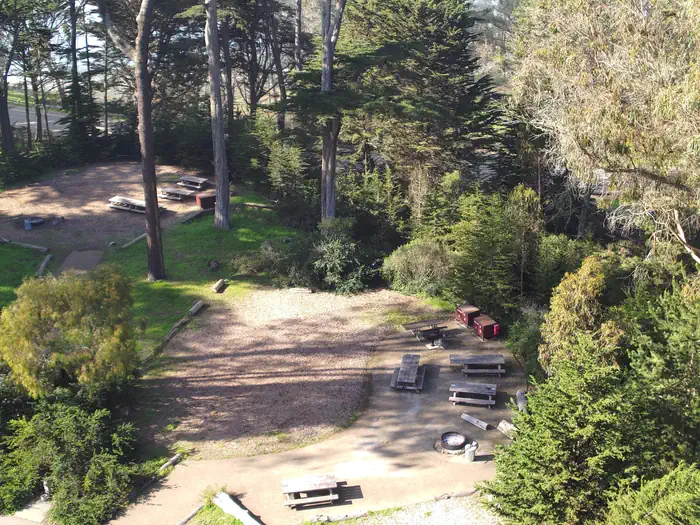 Rob Hill Group Campground — Two campsites surrounded by trees
