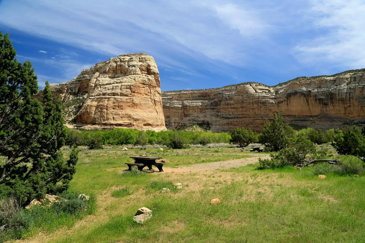 Echo Park Campground — A stunning scene of rock cliffs taken from a campsite at Echo Park Campground