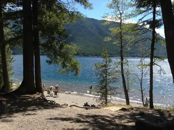 FISH CREEK CAMPGROUND — A sandy beach on the lake at Fish Creek Campground